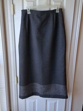 Vintage Wool Gray Maxi Skirt Long Straight Wool Skirt Walking Slit